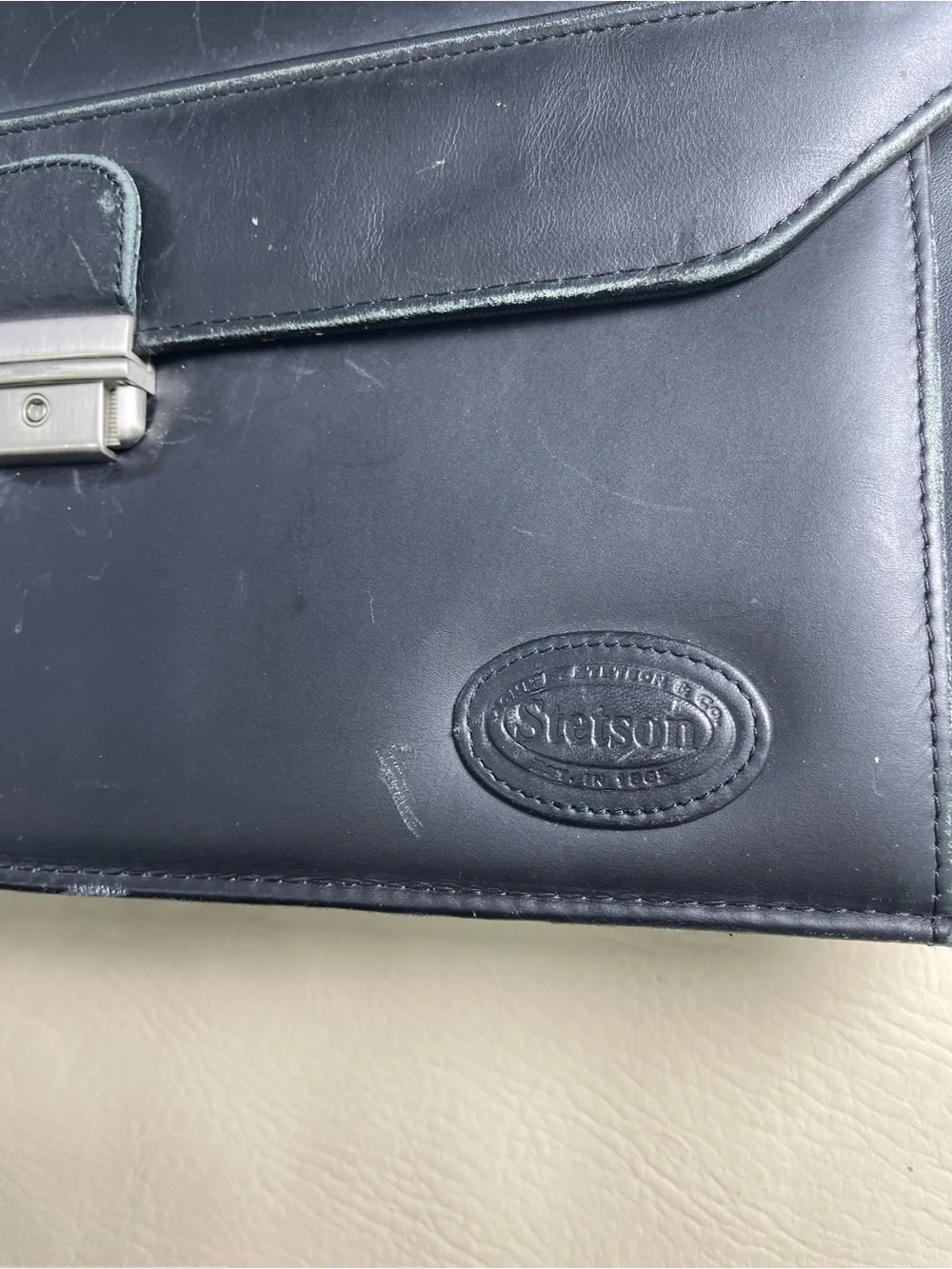 Stetson Genuine Italian Black Leather Laptop Bag